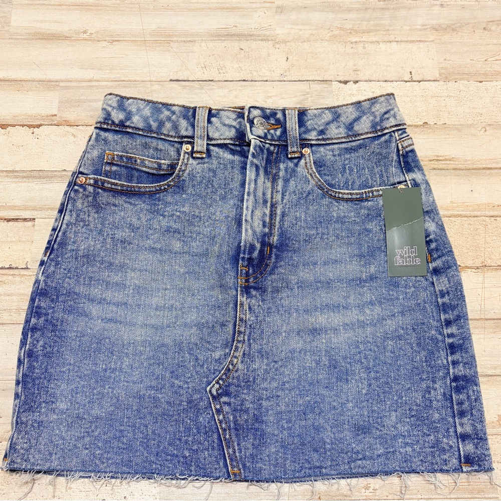 Blue Jean Skirt Women's Size 2 Denim Raw Hem Mini Skirt Wild Fable